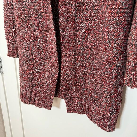 Roots Canada Long Cardigan Women Sz S Burgundy Chunky Knit Open Front Wool Blend - Picture 4 of 12